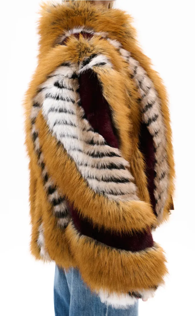 NEW!! Inez Faux Fur Jacket in Brown Multi sold by Glitzy Bella product image thumbnail 4