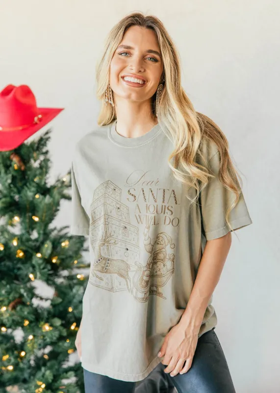 NEW!! "Dear Santa" Graphic Tee in Olive sold by Glitzy Bella