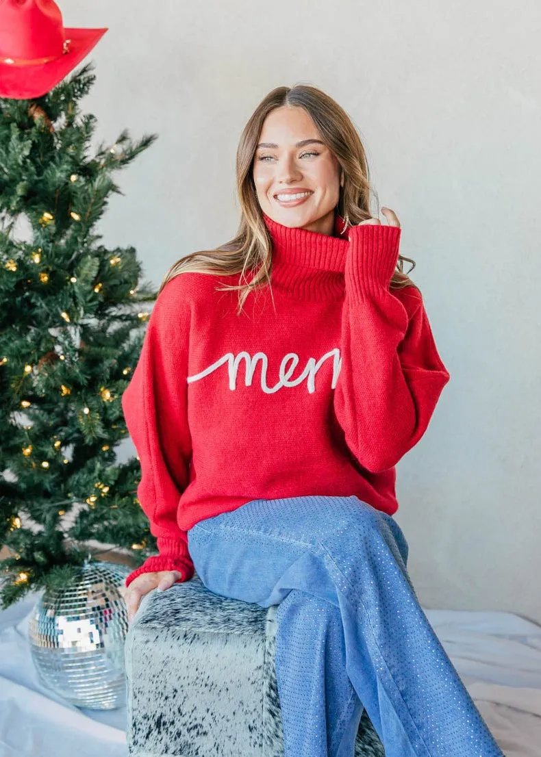 NEW!! "Merry" Turtleneck Sweater in Red sold by Glitzy Bella product image thumbnail 5