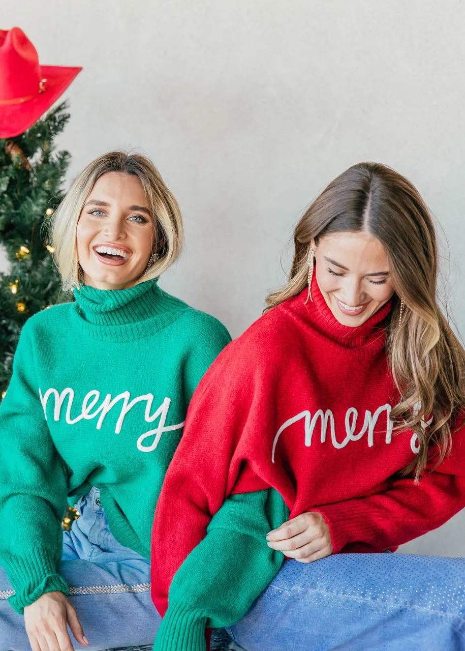 NEW!! "Merry" Turtleneck Sweater in Red sold by Glitzy Bella product image thumbnail 2