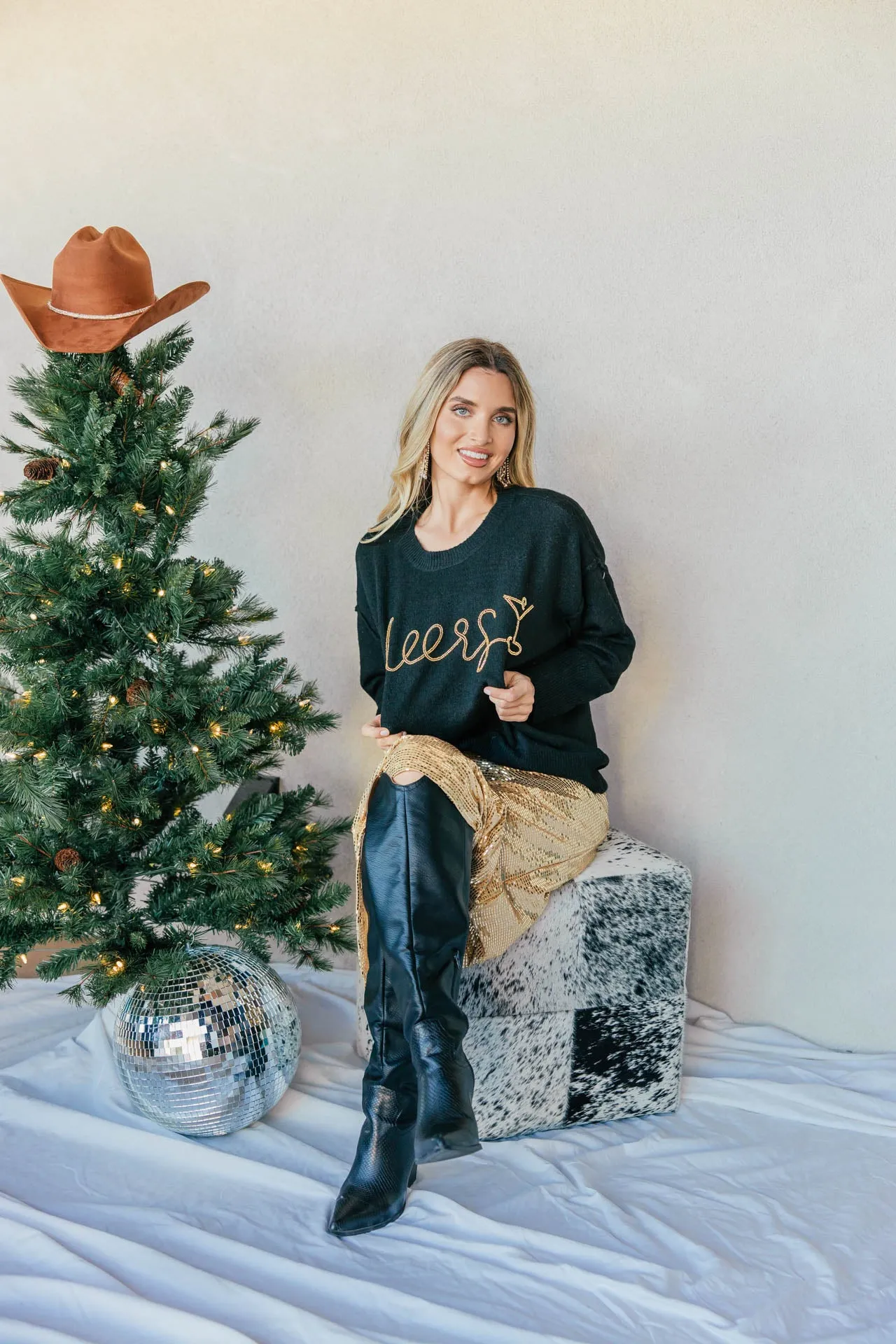 FINAL SALE!! "Cheers!" Beaded Sweater in Black sold by Glitzy Bella product image thumbnail 5