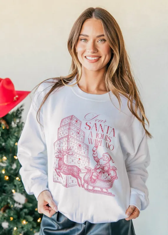 NEW!! Dear Santa Sweatshirt in White - Pre Order sold by Glitzy Bella