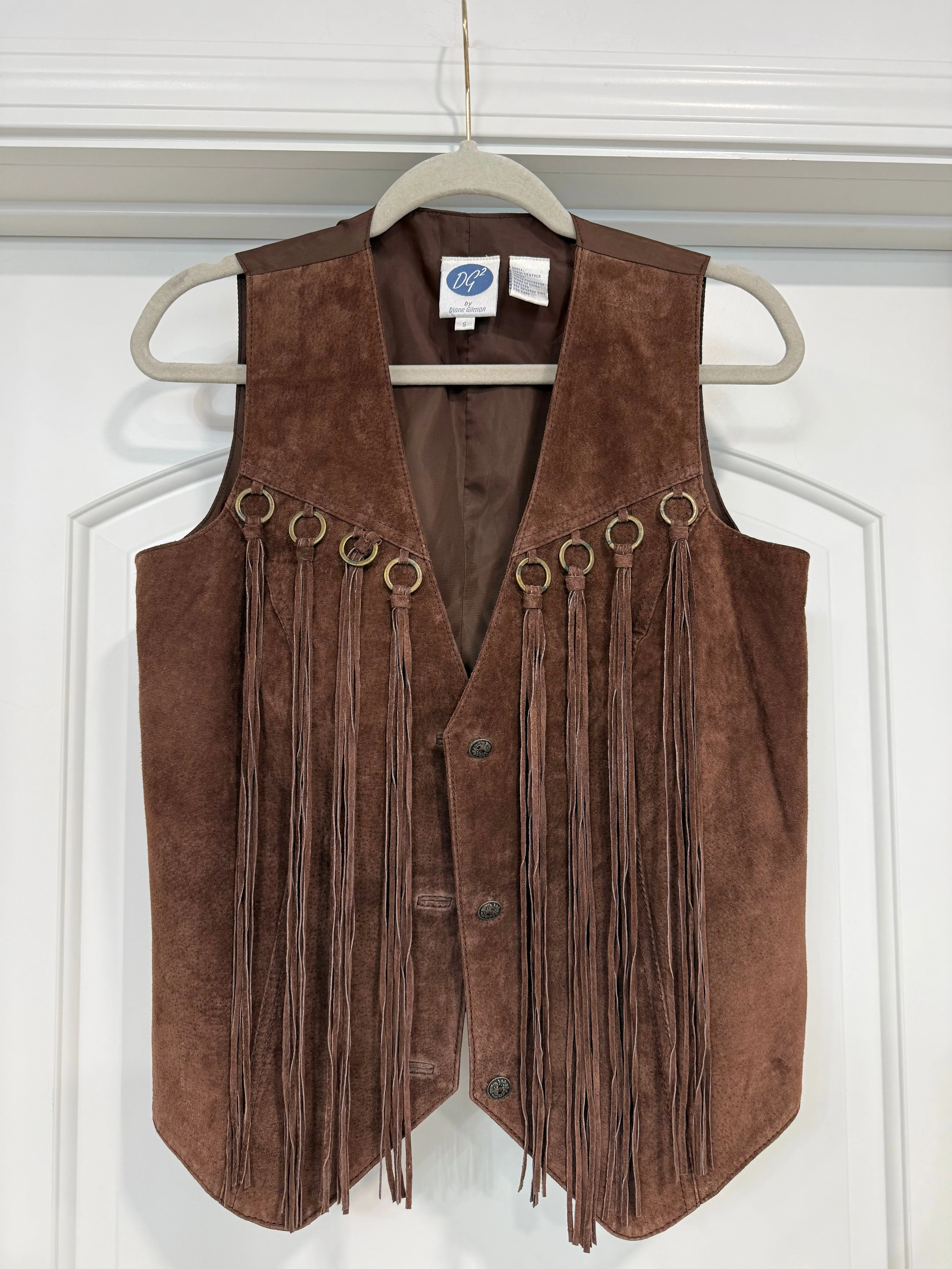 NEW!! Vintage Suede Fringe Vest Size Small sold by Glitzy Bella