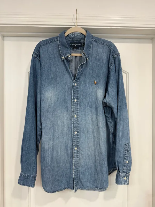 NEW!! Vintage Ralph Lauren Denim Chambray Shirt Size Large sold by Glitzy Bella