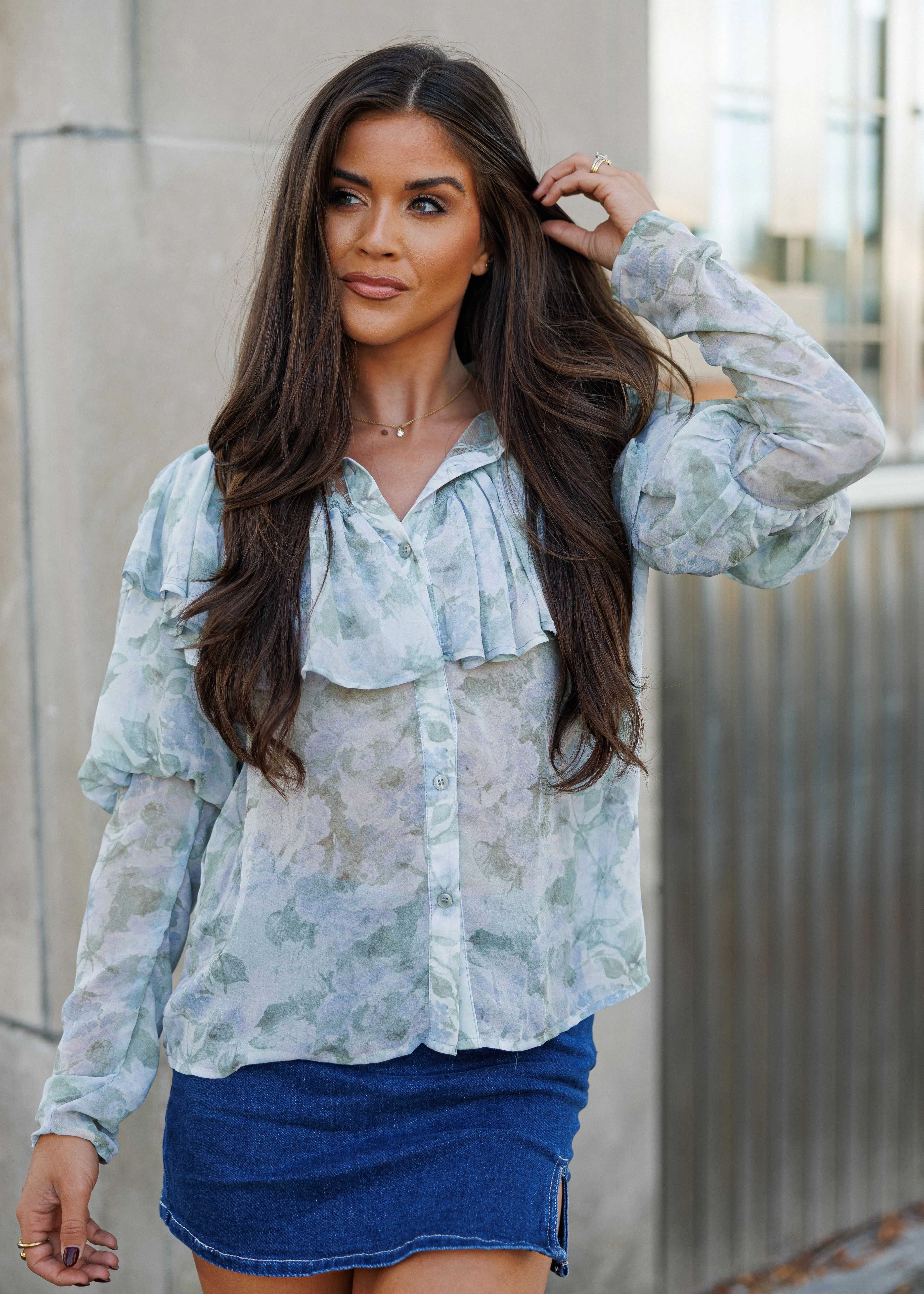 FINAL SALE!! "Nova Muse" Floral Ruffle Top sold by Glitzy Bella