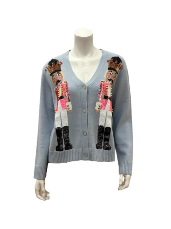 NEW!! Sequin Nutcracker Cardigan in Pale Blue sold by Glitzy Bella