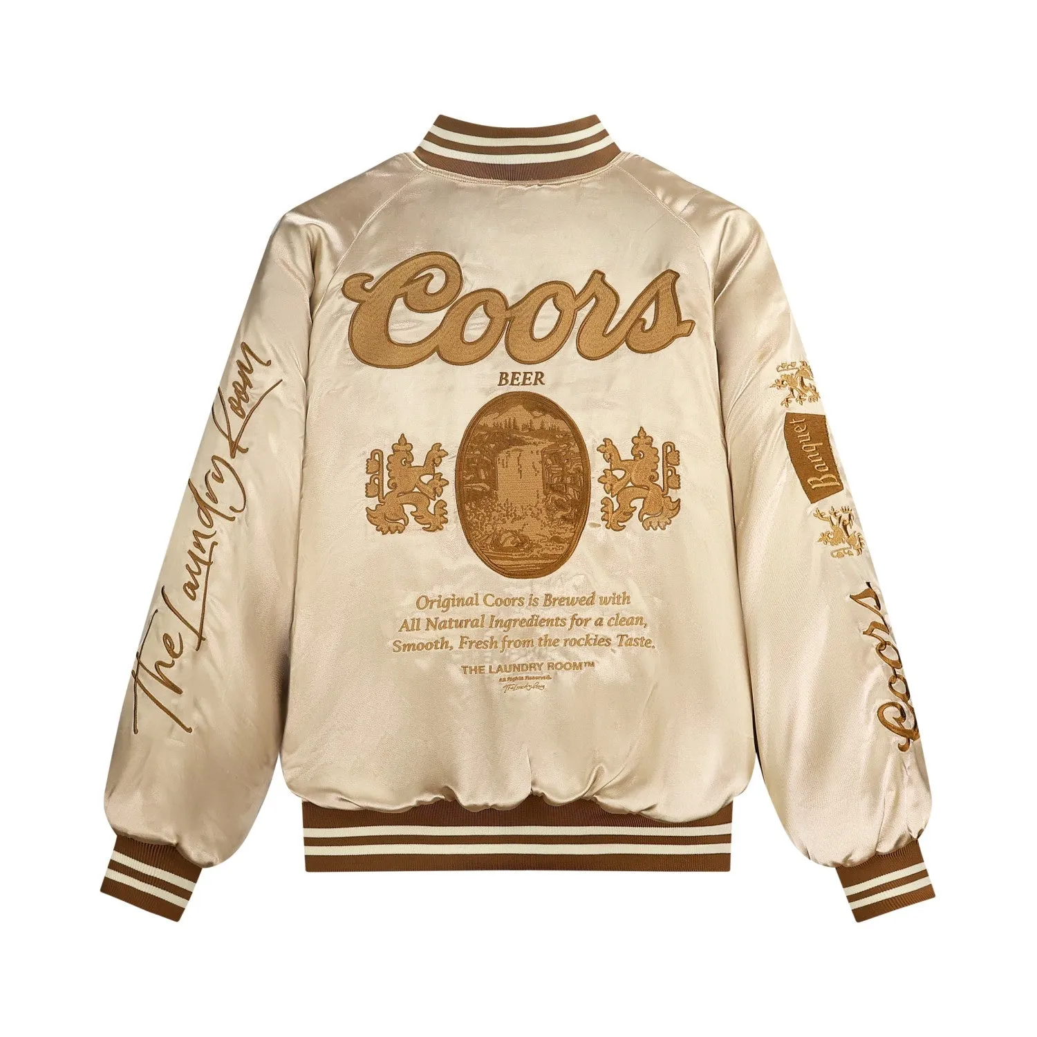 NEW!! The "Coors Original" Nylon Bomber Jacket in Gold sold by Glitzy Bella
