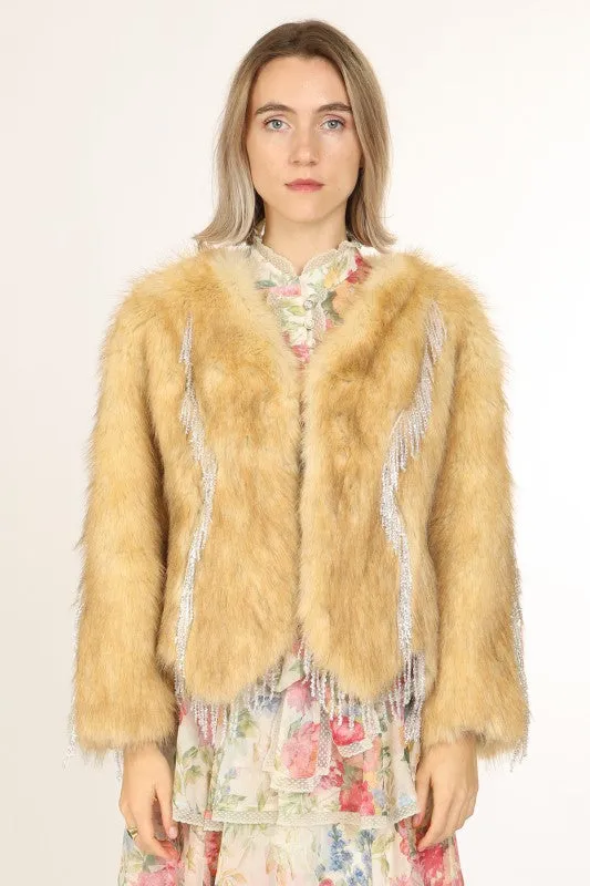 NEW!! "The Moment" Rhinestone Fringe Faux Fur Jacket sold by Glitzy Bella product image thumbnail 3