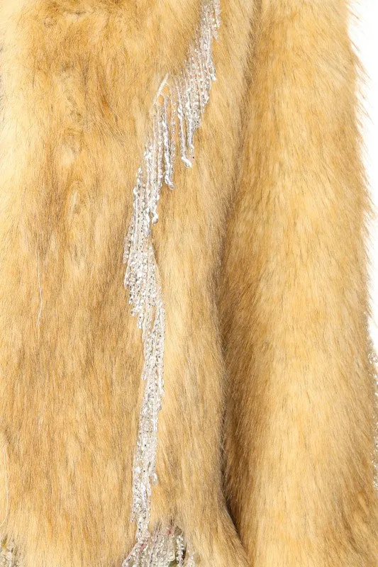 NEW!! "The Moment" Rhinestone Fringe Faux Fur Jacket sold by Glitzy Bella product image thumbnail 2