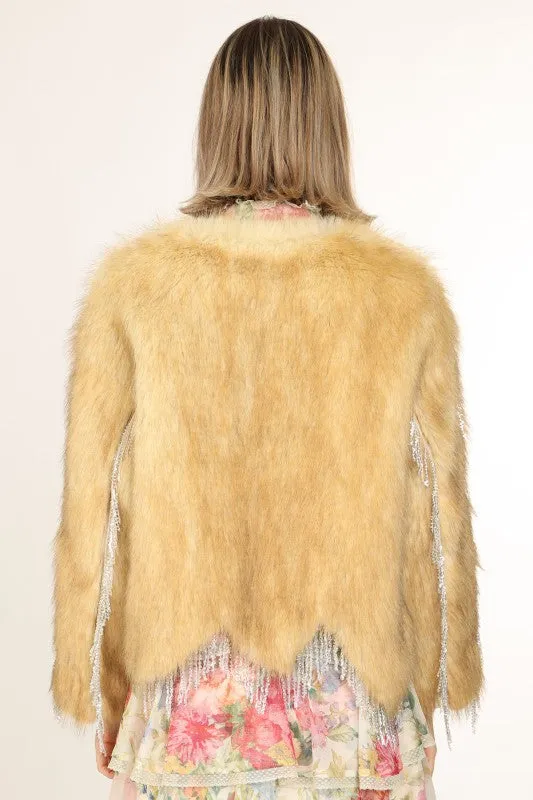 NEW!! "The Moment" Rhinestone Fringe Faux Fur Jacket sold by Glitzy Bella product image thumbnail 4