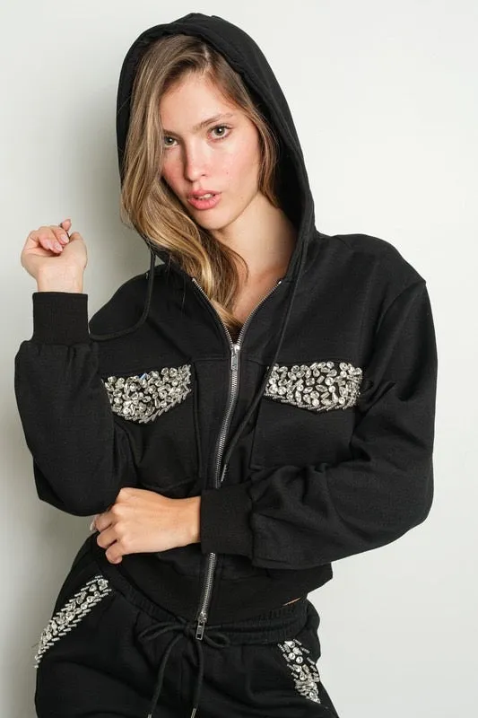 FINAL SALE!! “Luxe Leisure" Rhinestone Lounge Set sold by Glitzy Bella