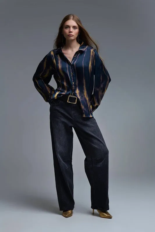 NEW!! "Midnight Mirage" Satin Top in Navy sold by Glitzy Bella product image thumbnail 3