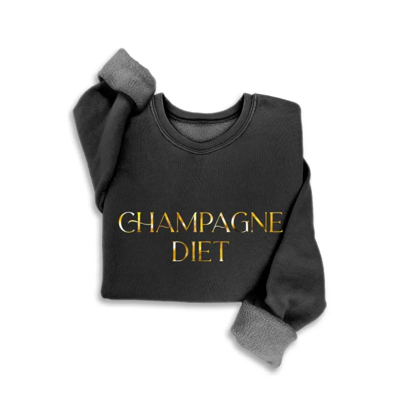 "Champagne Diet" Sweatshirt in Mineral Black made by Glitzy Bella