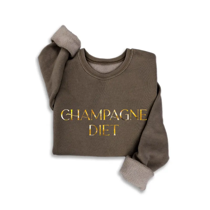 "Champagne Diet" Sweatshirt in Mineral Brown made by Glitzy Bella