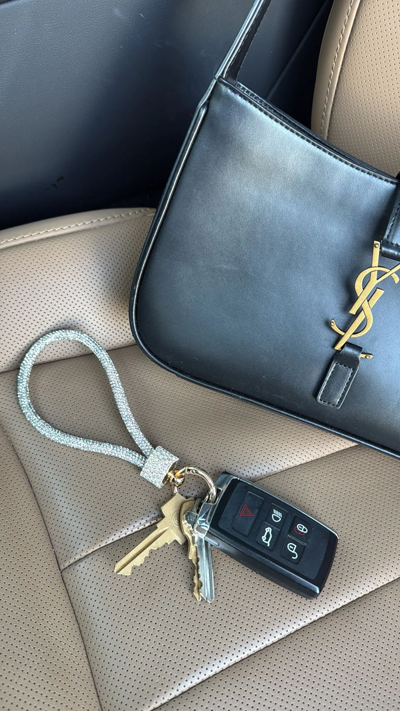 DOORBUSTER!! Rhinestone Keychain in Clear sold by Glitzy Bella