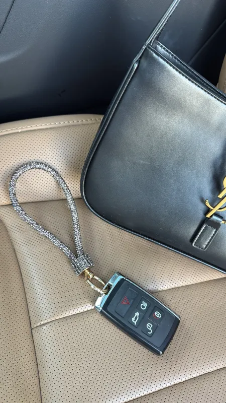 DOORBUSTER!! Rhinestone Keychain in Black sold by Glitzy Bella