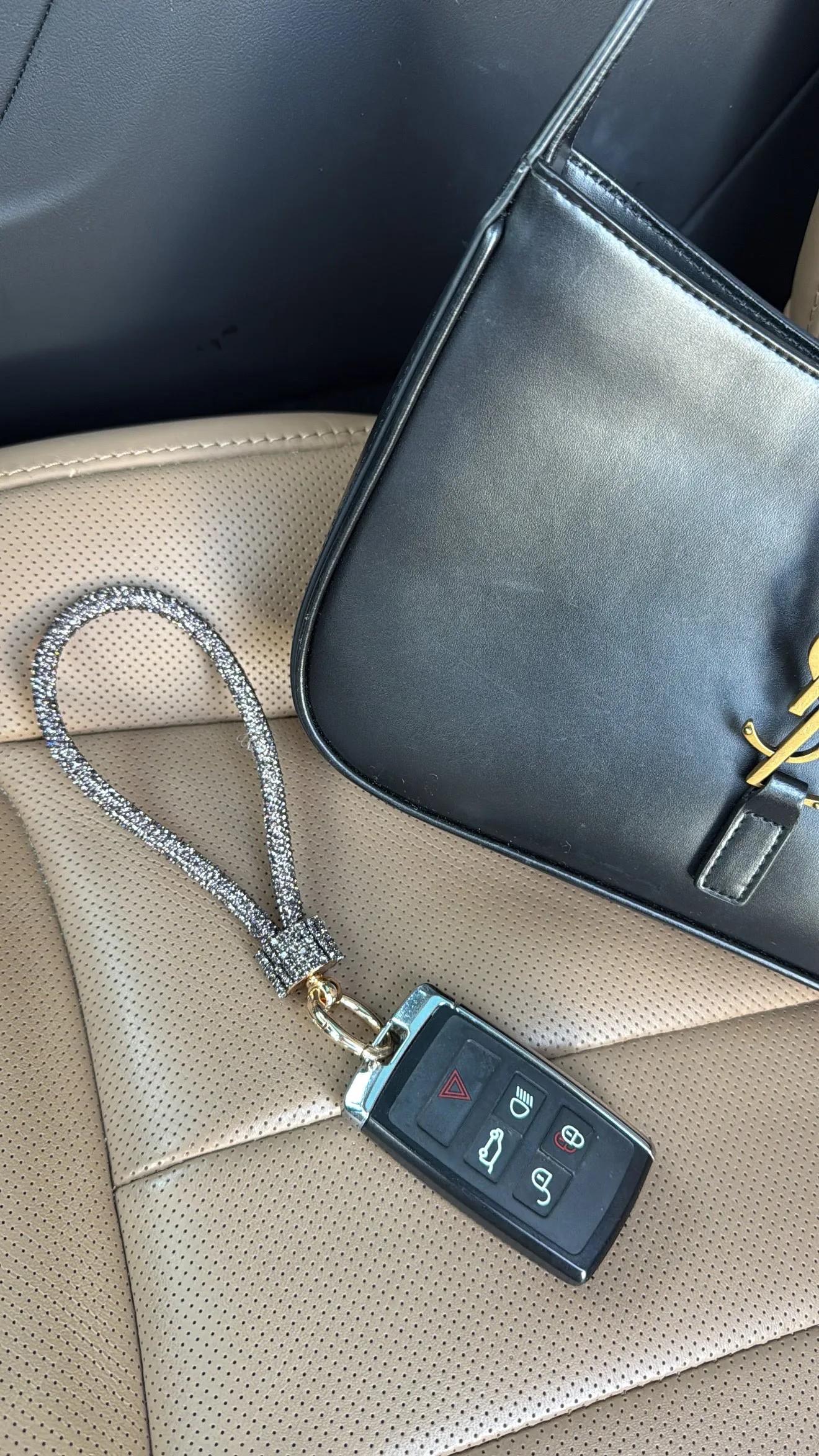 DOORBUSTER!! Rhinestone Keychain in Black sold by Glitzy Bella