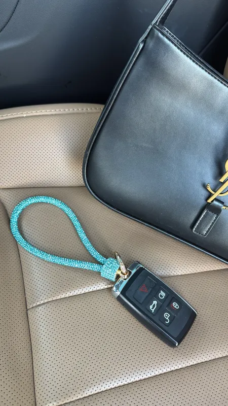 NEW!! Rhinestone Keychain in Turquoise sold by Glitzy Bella