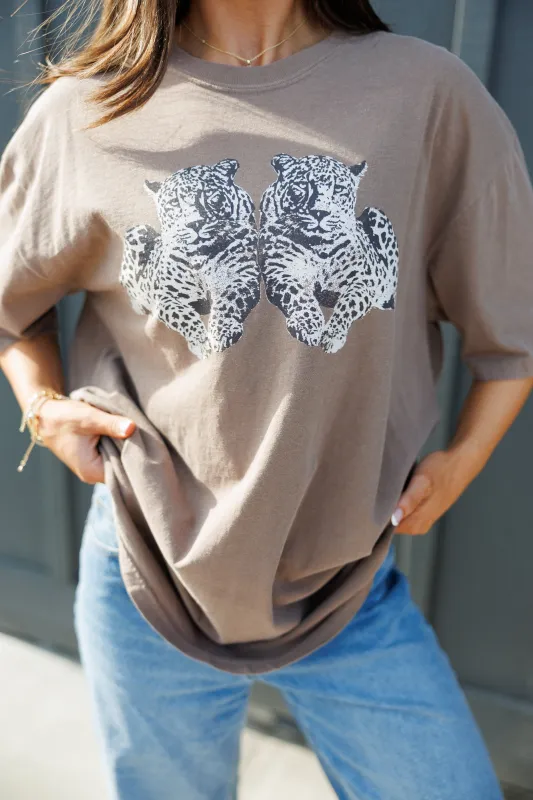 NEW!! Twin Leopard Tee in Mineral Brown sold by Glitzy Bella