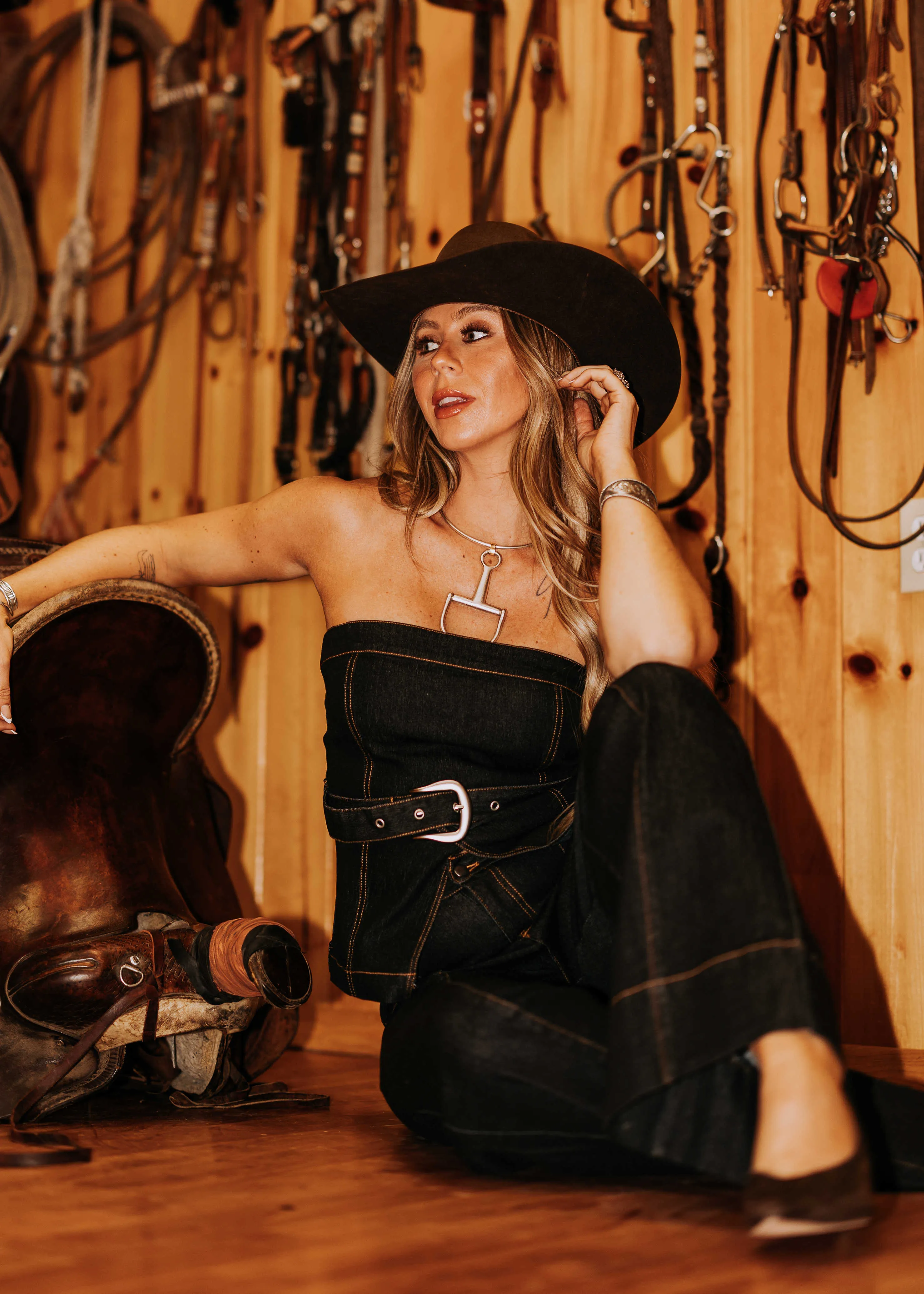 NEW!! Contrast Stitch Denim Crop Top sold by Glitzy Bella product image thumbnail 5