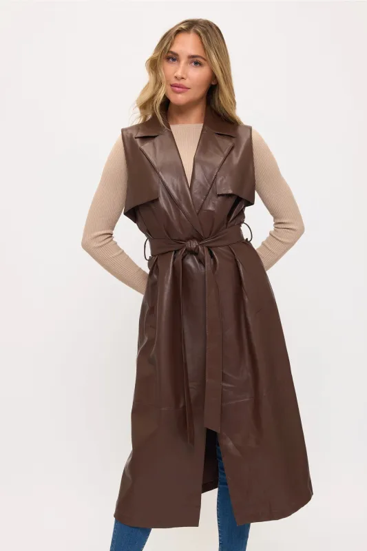 NEW!! Milano Faux Leather Longline Vest sold by Glitzy Bella