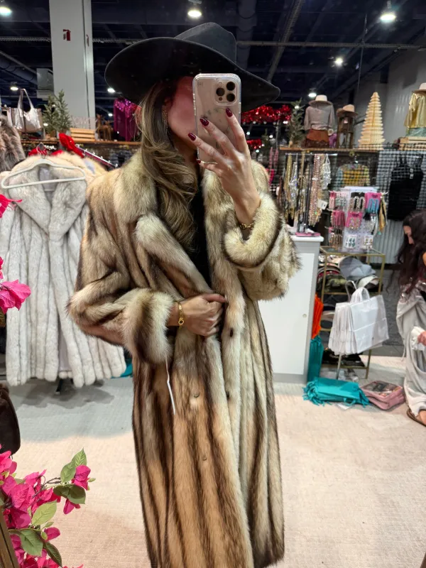 #S29 Vintage Natural Fitch Coat - Size Small sold by Glitzy Bella