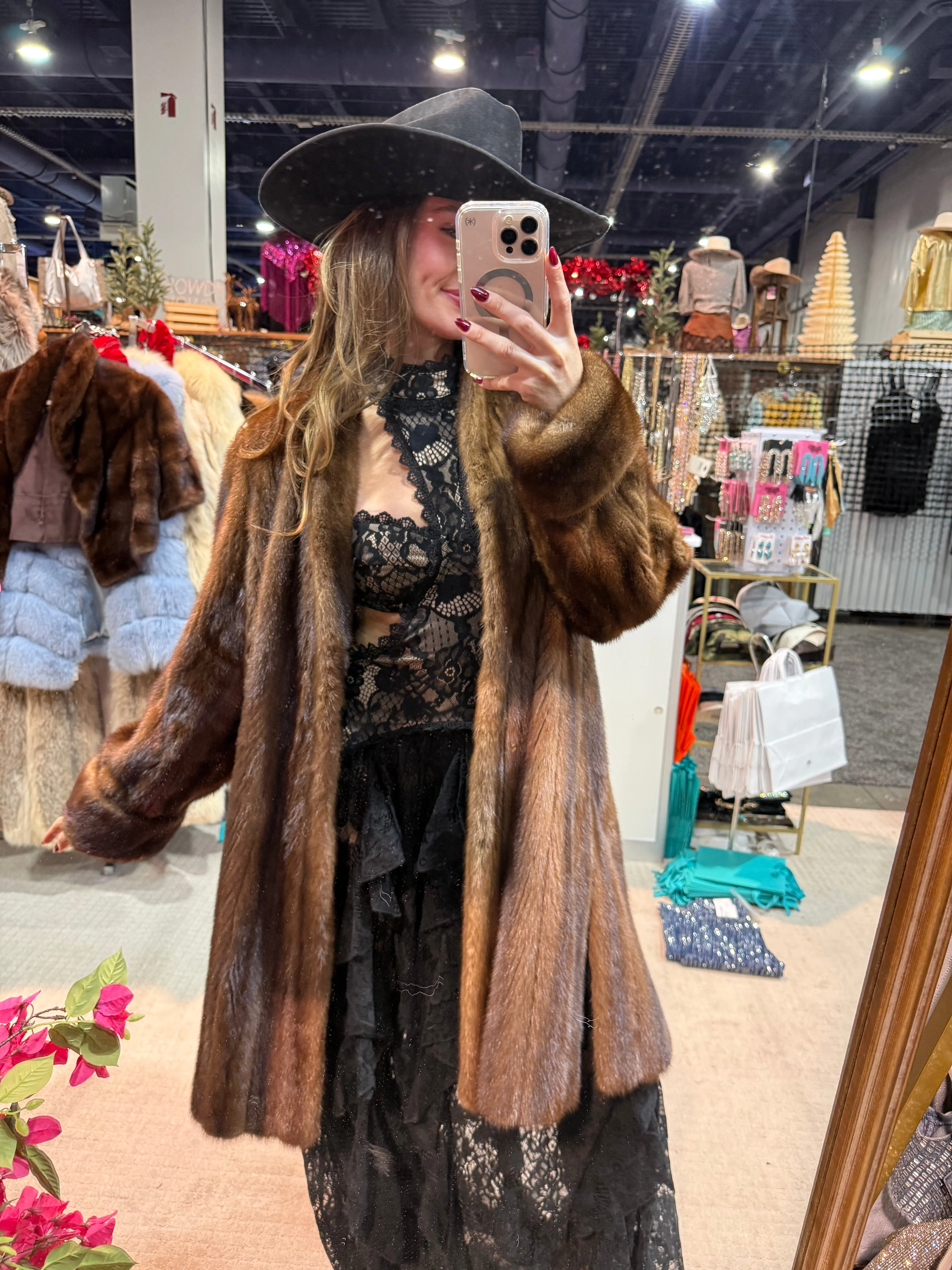 #S13 Vintage Brown Mink 7/8 Coat - Size Medium/Large sold by Glitzy Bella product image thumbnail 2