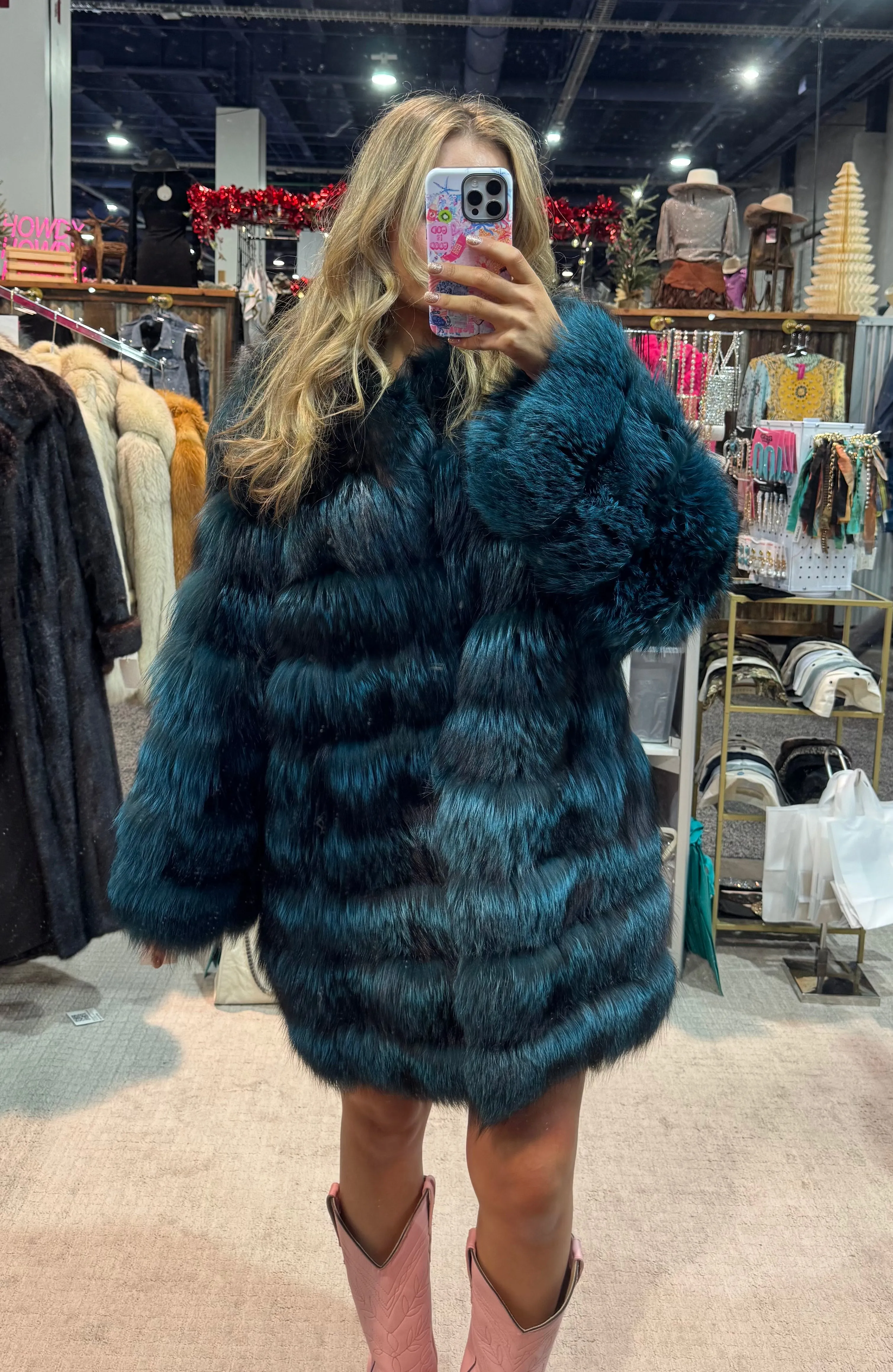 #152 Vintage Dyed Fox Fur Jacket - Size Large sold by Glitzy Bella
