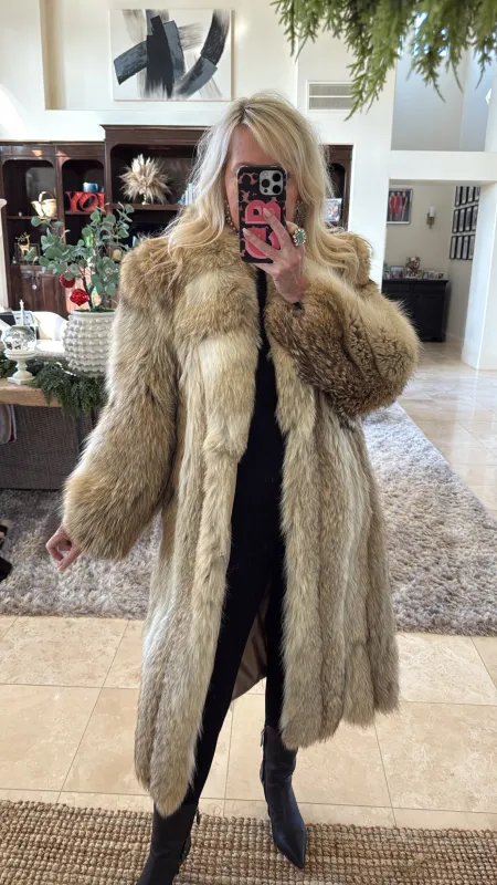 #GB4 Vintage Coyote Fur Full Length Coat sold by Glitzy Bella