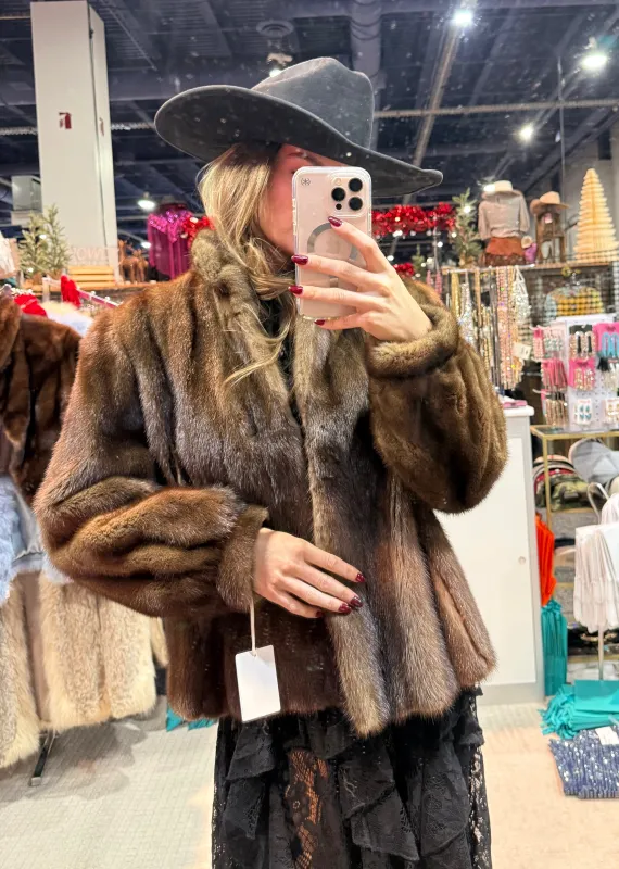 #185 Vintage Mahogany Mink Jacket Size sold by Glitzy Bella
