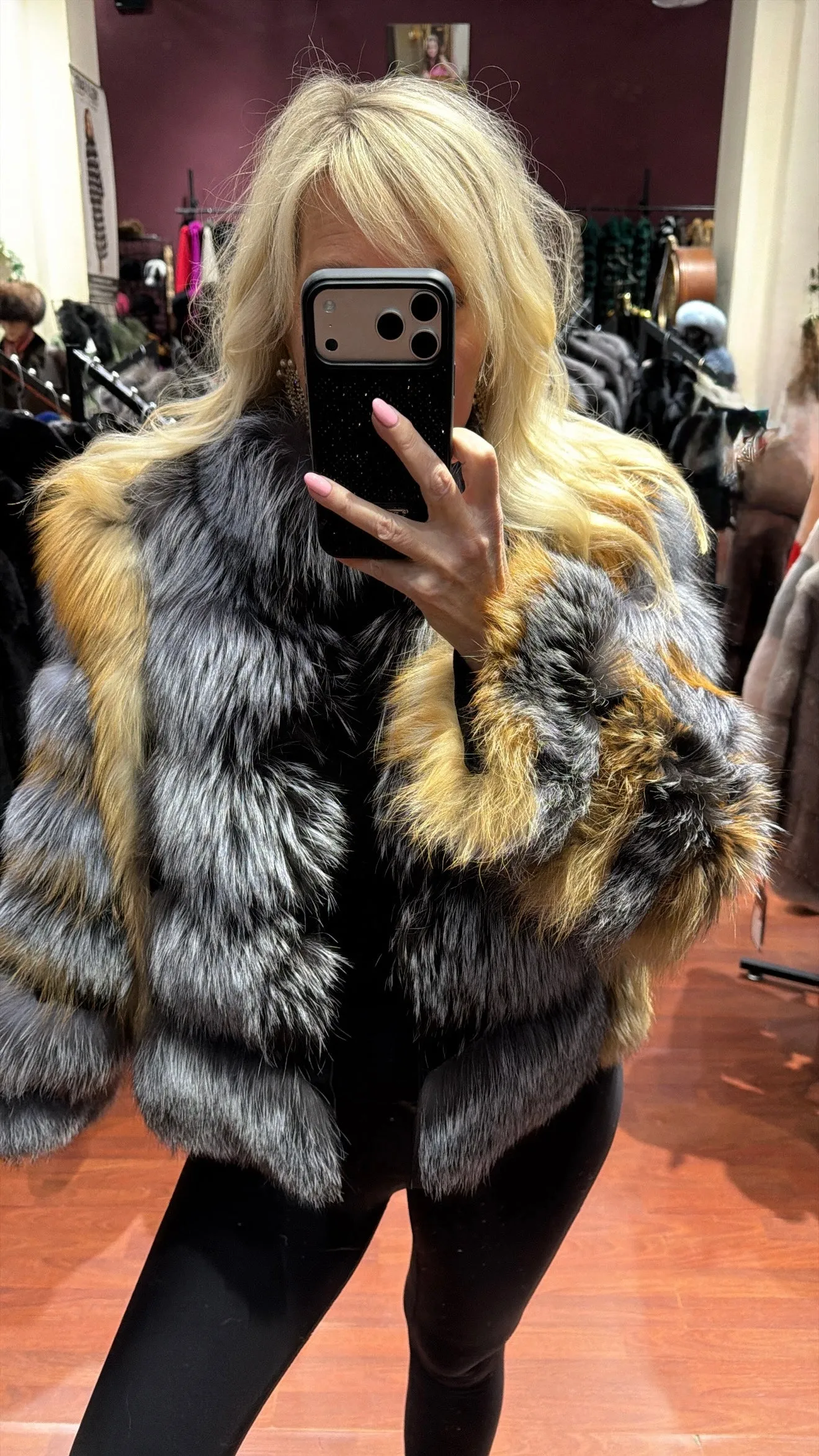 #GB27 Vintage Dyed Fox Jacket Size Medium sold by Glitzy Bella