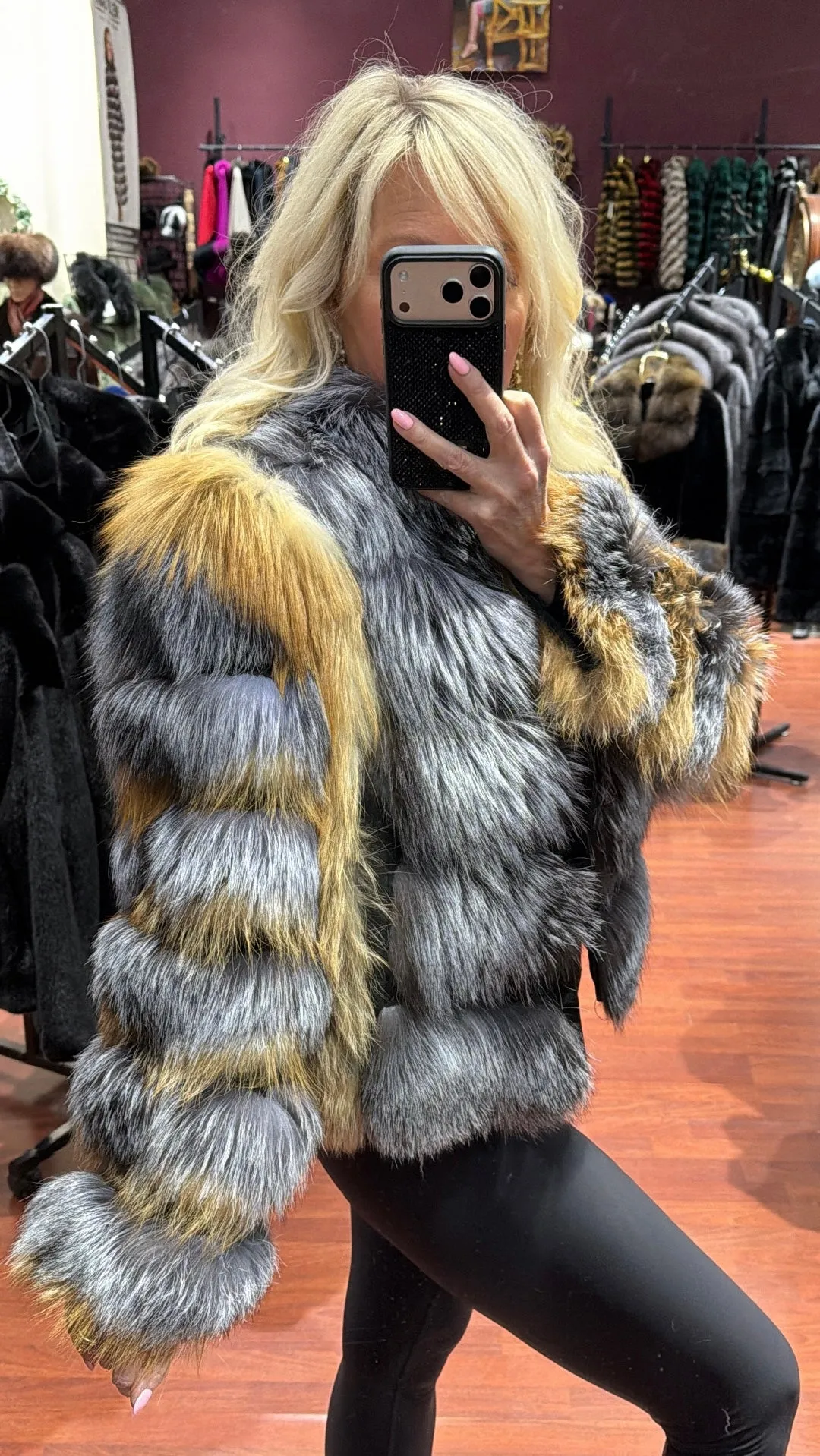 #GB27 Vintage Dyed Fox Jacket Size Medium sold by Glitzy Bella product image thumbnail 2