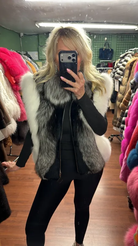#GB26 Vintage Dyed Fox Fur Vest Size Large sold by Glitzy Bella