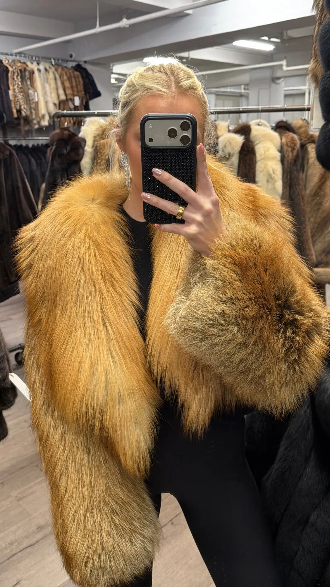 #GB18 Vintage Red Fox Fur Cropped Jacket sold by Glitzy Bella product image thumbnail 3