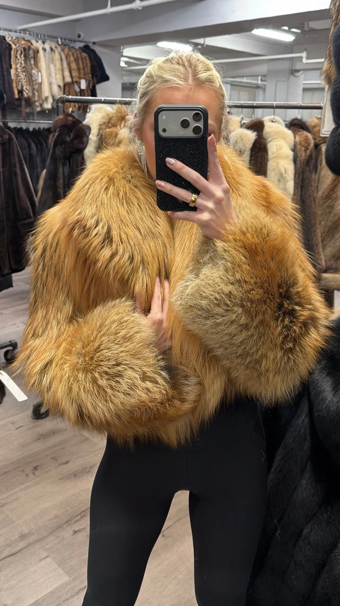 #GB18 Vintage Red Fox Fur Cropped Jacket sold by Glitzy Bella