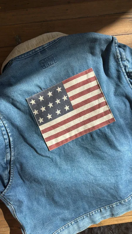 NEW!! Vintage Ralph Lauren Denim American Flag Jacket Size Medium sold by Glitzy Bella