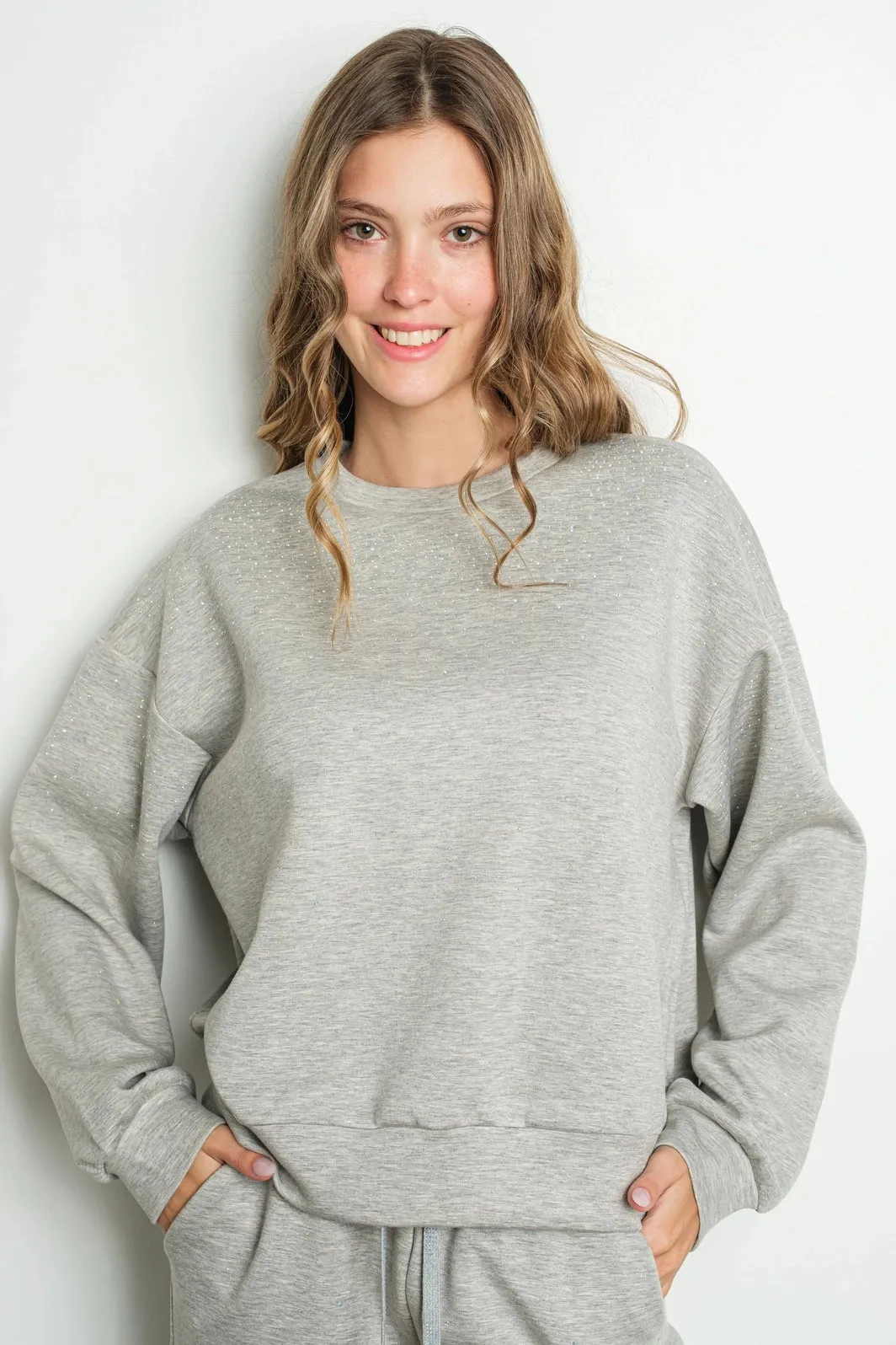 NEW!! "Out Of Office" Rhinestone Lounge Set in Grey sold by Glitzy Bella product image thumbnail 2