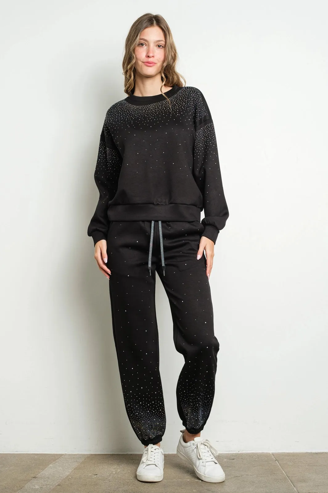 FINAL SALE!! “Out Of Office" Rhinestone Lounge Set in Black sold by Glitzy Bella product image thumbnail 2