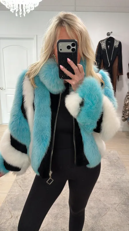 #GB47 Vintage Dyed Fox Jacket Size Medium sold by Glitzy Bella