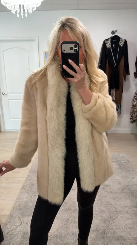#GB45 Vintage Pastel Mink Jacket w/ Fox Collar sold by Glitzy Bella