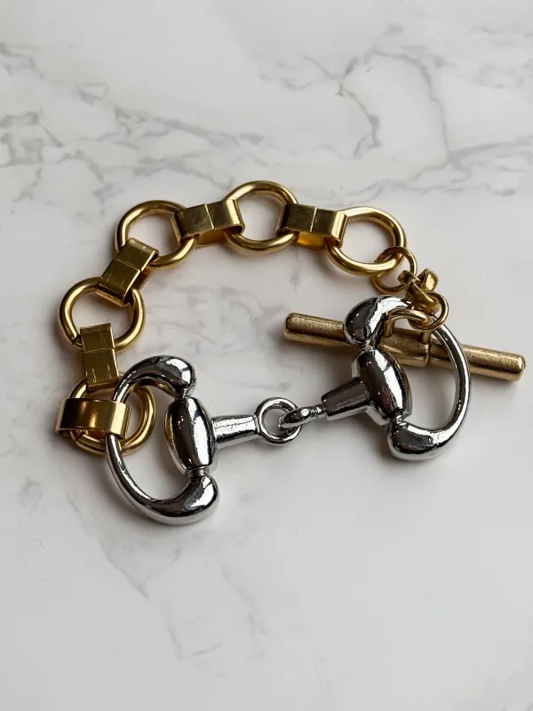 NEW!! Two Tone Horsebit Toggle Bracelet sold by Glitzy Bella