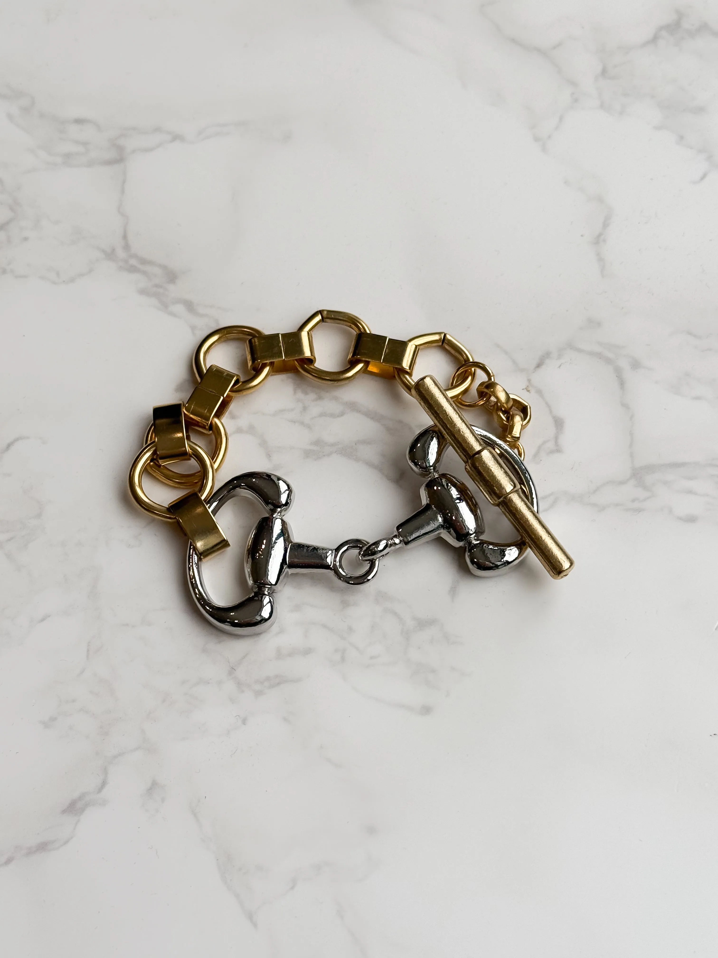 NEW!! Two Tone Horsebit Toggle Bracelet sold by Glitzy Bella product image thumbnail 3
