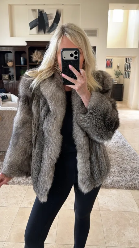 #GB52 Vintage Silver Fox Jacket sold by Glitzy Bella
