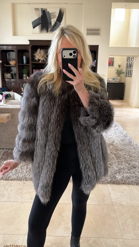 #GB54 Vintage Silver Fox Jacket sold by Glitzy Bella