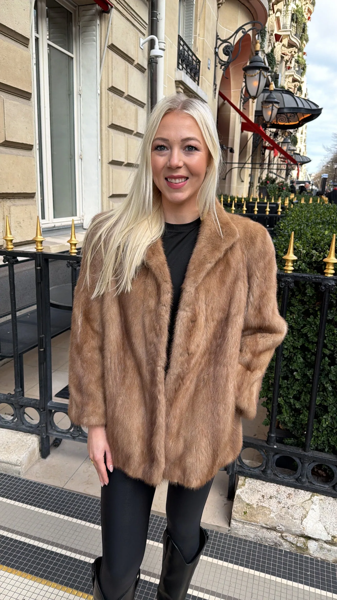 #GB58 Vintage Pastel Mink Jacket Size Small sold by Glitzy Bella