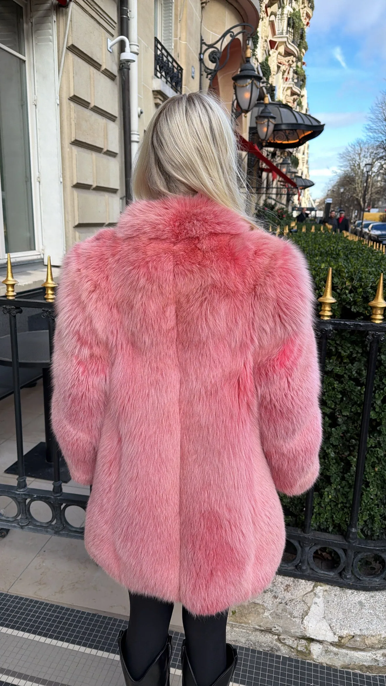 #GB68 Vintage Dyed Pink Fox Jacket Size S/M sold by Glitzy Bella product image thumbnail 2