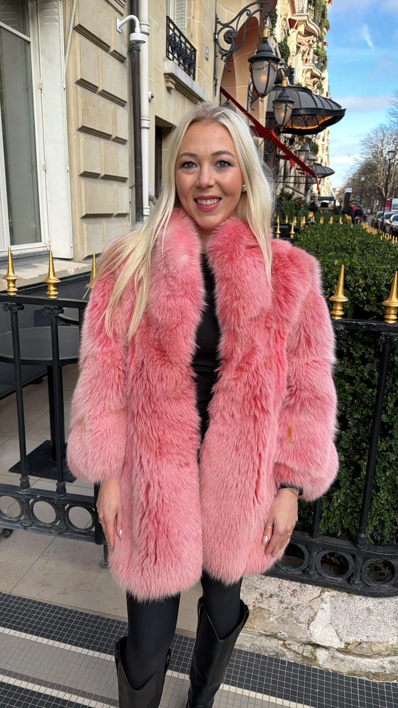 #GB68 Vintage Dyed Pink Fox Jacket Size S/M sold by Glitzy Bella