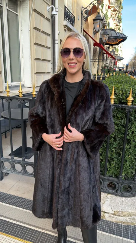 #GB76 Vintage Mahogany Mink Coat Size S/M sold by Glitzy Bella