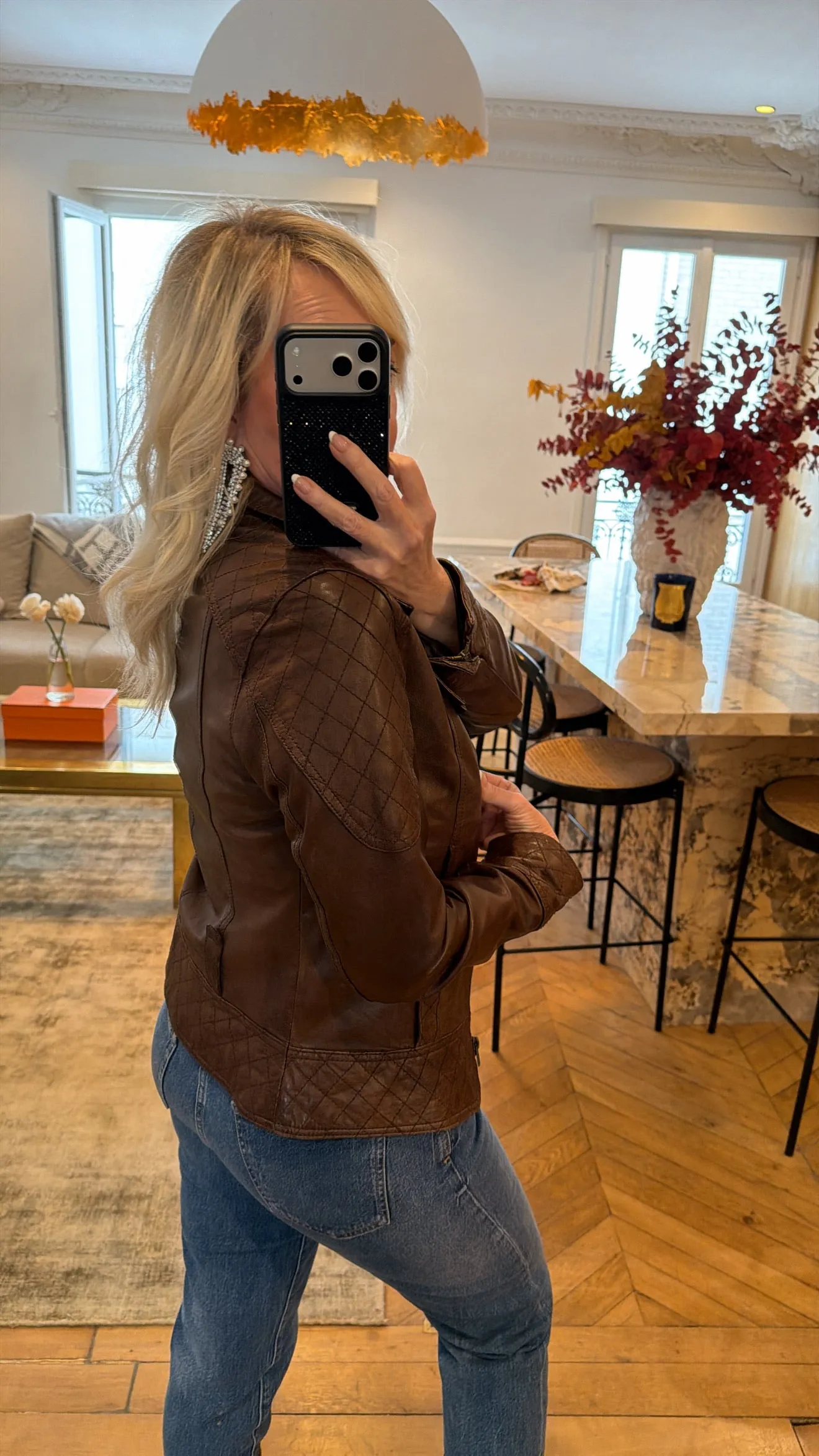 Vintage Brown Leather Quilted Jacket Size XS sold by Glitzy Bella product image thumbnail 5