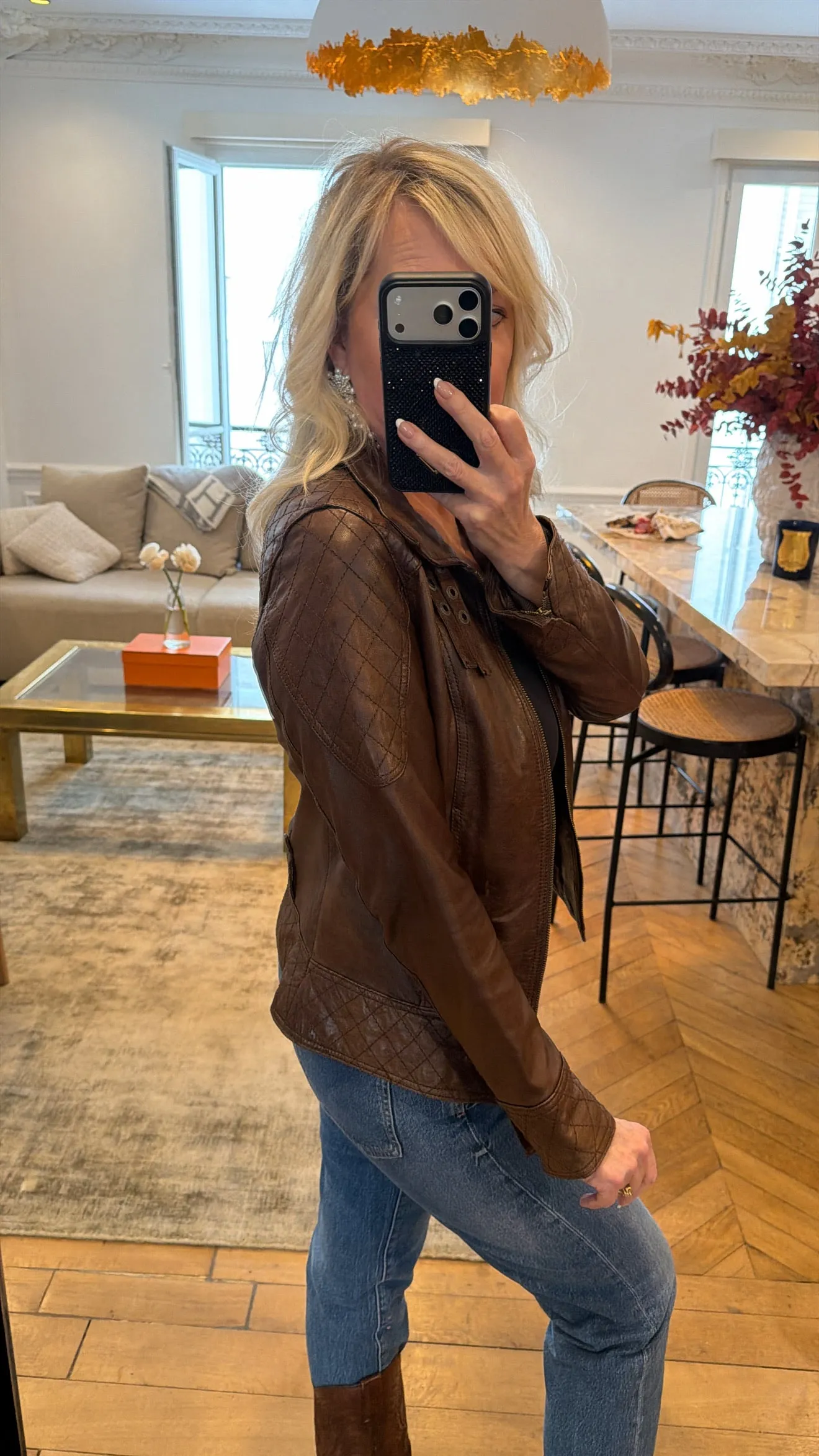 Vintage Brown Leather Quilted Jacket Size XS sold by Glitzy Bella product image thumbnail 3